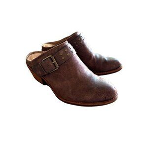 Sofft Adena Brown Distressed Leather Mule‎ Clog Slip on Bootie Shoe Size 7 1/2M